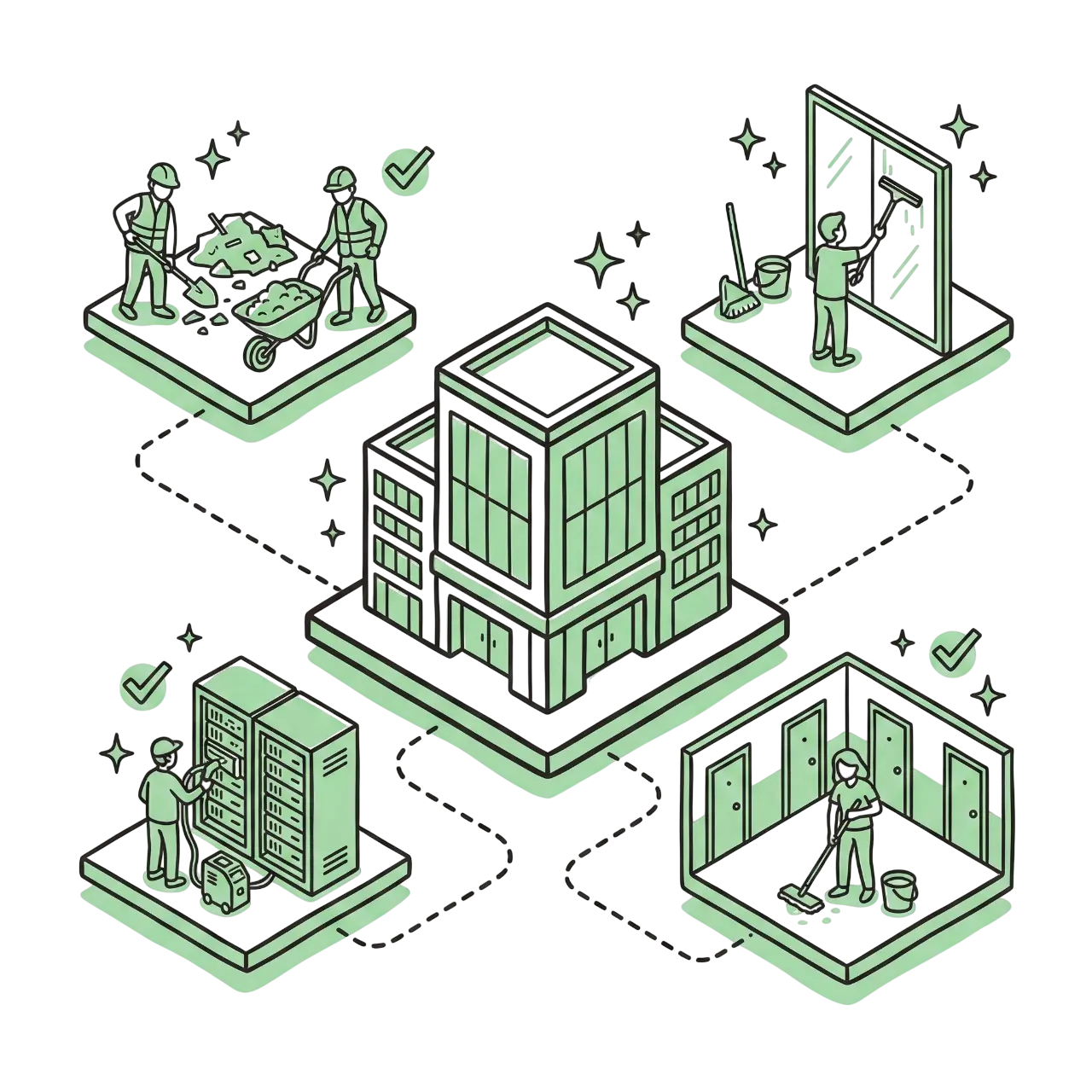 Olympus Cleaning - Comprehensive commercial cleaning services including construction cleanup, window cleaning, floor cleaning, and data center maintenance